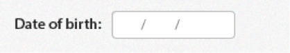 Date of birth input form Date of birth field without indication for how to input day and month